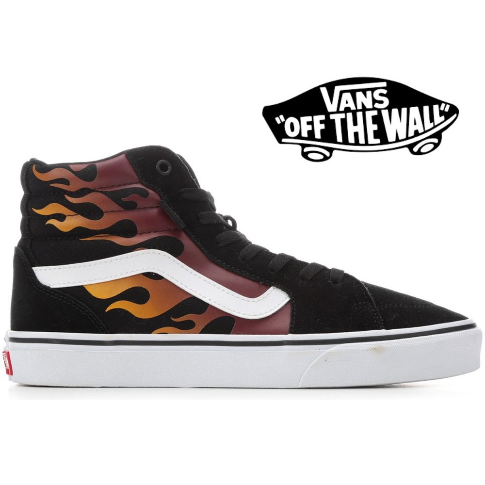 VANS Filmore Hi Tops Neutral Black FLAMES Sneakers Shoes Suede Canvas Size: 11.5